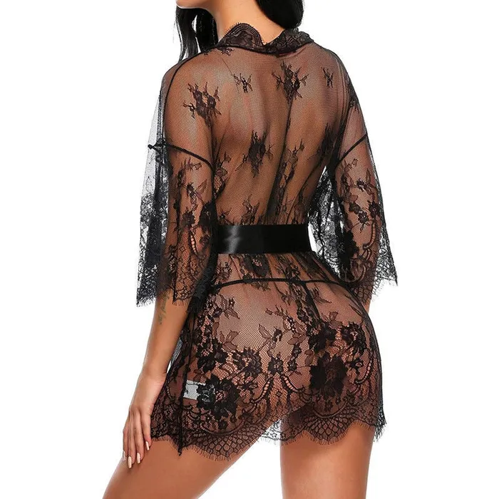 Couples LAZADASEXTOYS Hot Sale Fashion Lingerie transparent VNeck Nightwear Porno Sexy Women Lace Babydoll Erotic Sleepwear Robe Gstring Sex Costume