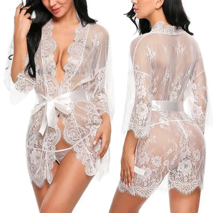 Couples LAZADASEXTOYS Hot Sale Fashion Lingerie transparent VNeck Nightwear Porno Sexy Women Lace Babydoll Erotic Sleepwear Robe Gstring Sex Costume