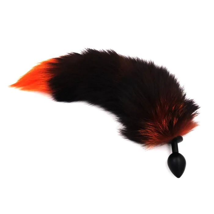 Anal Love Plugs Black Orange Fox Tail 16 Anal Love Plugs Black Orange Fox Tail 16