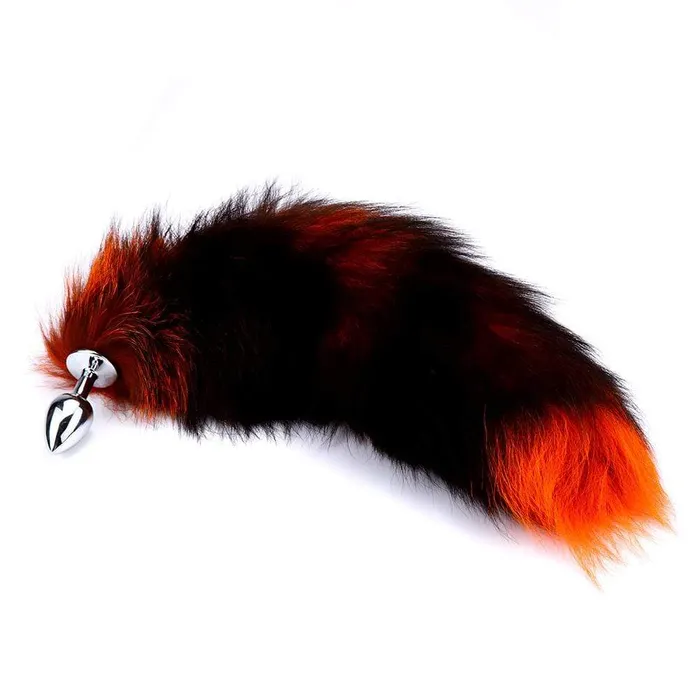 Anal Love Plugs Black Orange Fox Tail 16 Anal Love Plugs Black Orange Fox Tail 16