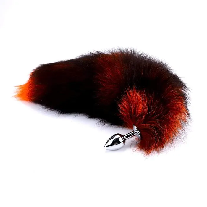 Anal Love Plugs Black Orange Fox Tail 16 Anal Love Plugs Black Orange Fox Tail 16