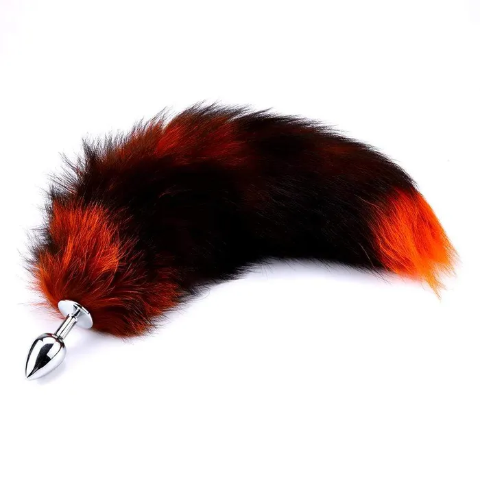 Anal Love Plugs Black Orange Fox Tail 16 Anal Love Plugs Black Orange Fox Tail 16