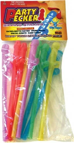 Vibrators Hott Products Unlimited Party Pecker Sipping Straws Assorted Colors